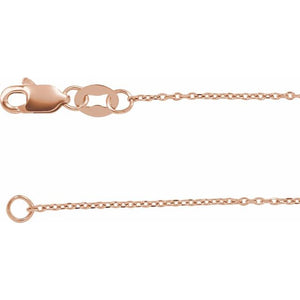 14K White Diamond-Cut Adjustable 1 mm Cable Chain (6 1/2-7 1/2