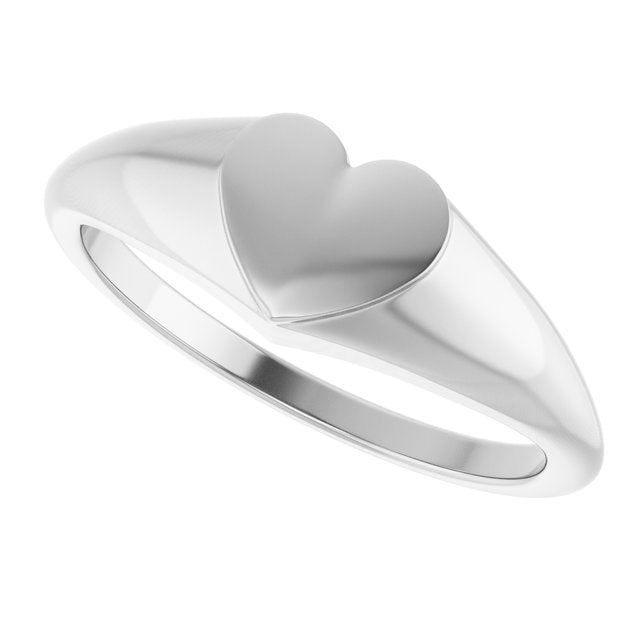 Sterling Silver 6.7x6.1 mm Heart Signet Ring - Brush Finish