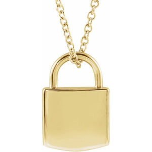 Engravable Lock Necklace in 14K Gold & Platinum