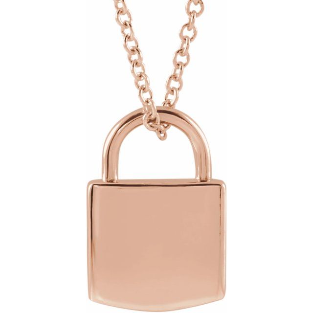 Engravable Lock Necklace in 14K Gold & Platinum