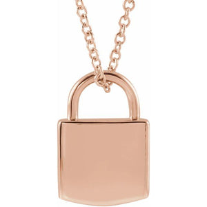 Engravable Lock Necklace in 14K Gold & Platinum