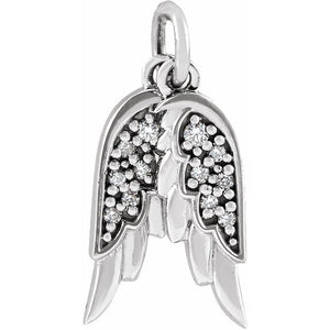 14K Rose Gold .03 CTW Diamond Angel Wings Necklace