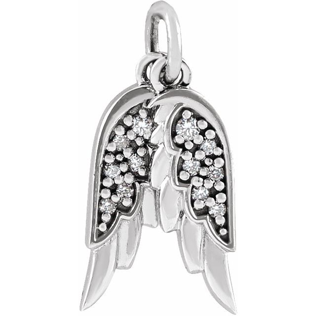 14K Rose .03 CTW Natural Diamond Angel Wings Pendant