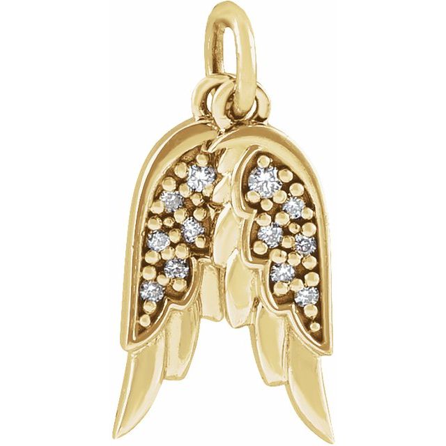 14K Rose Gold .03 CTW Diamond Angel Wings Necklace