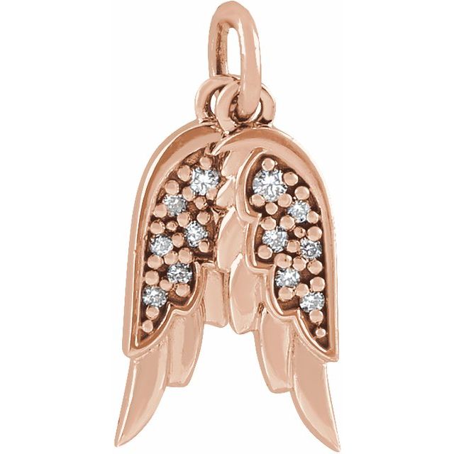 14K Rose Gold .03 CTW Diamond Angel Wings Necklace