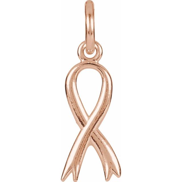 14K Gold Breast Cancer Awareness Ribbon Charm/Pendant