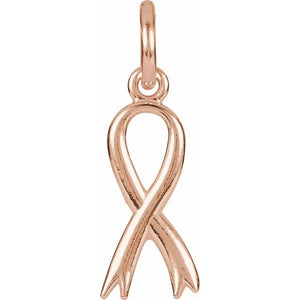 14K Gold Breast Cancer Awareness Ribbon Charm/Pendant
