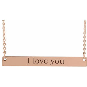 14K White Gold Engravable Bar Necklace – Polished 16