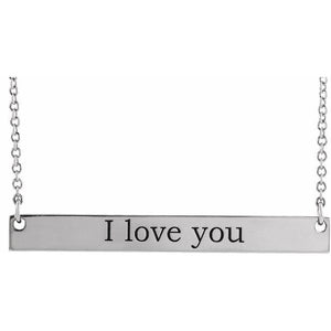14K White Gold Engravable Bar Necklace – Polished 16