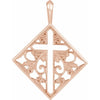 Ornate Polished 14K Rose Gold Cross Pendant - 23.39x18 mm