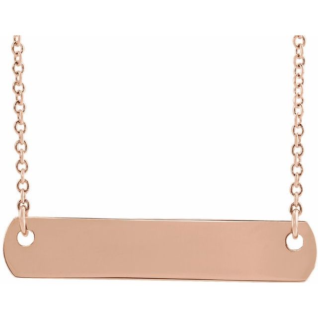 14K Gold Engravable Bar Necklace