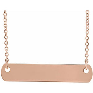 14K Gold Engravable Bar Necklace