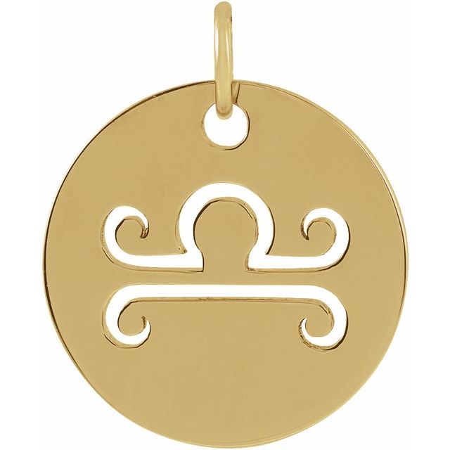 Round Zodiac Pendant with Aries Design in 14K Gold & Platinum