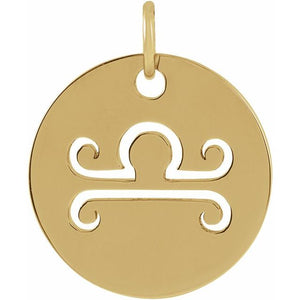 Round Zodiac Pendant with Aries Design in 14K Gold & Platinum