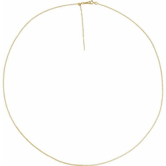 14K Yellow Gold 1.1 mm Adjustable Threader Cable Chain 16-22”