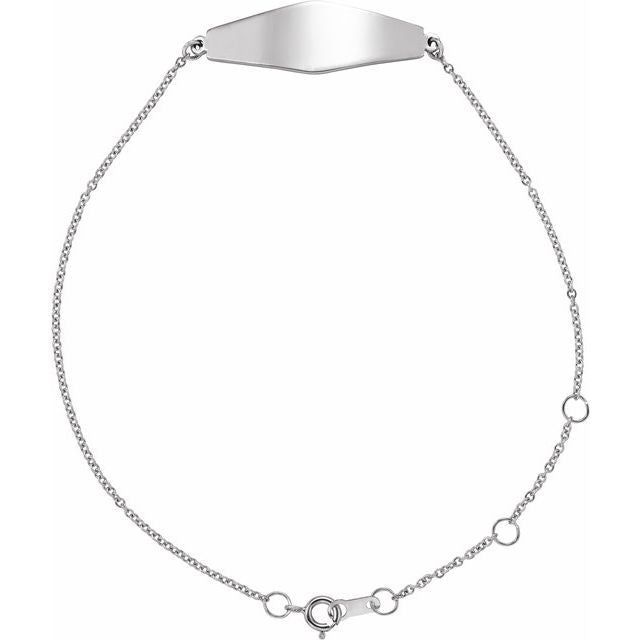 14K Gold Engravable Curved Bracelet