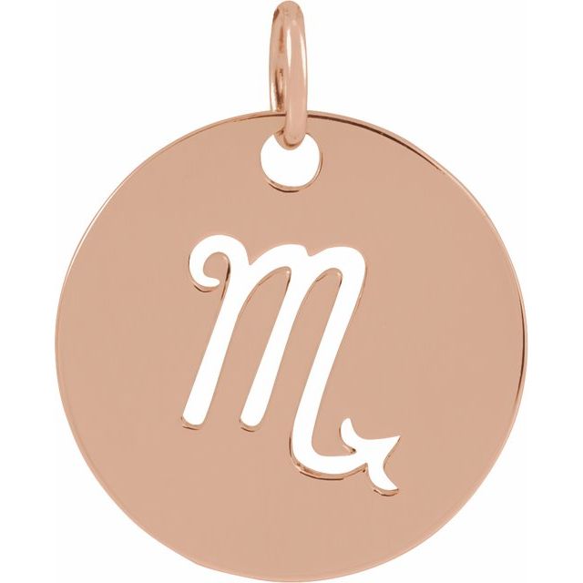 Round Zodiac Pendant with Aries Design in 14K Gold & Platinum