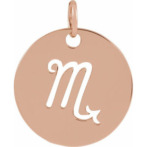 Round Zodiac Pendant with Aries Design in 14K Gold & Platinum