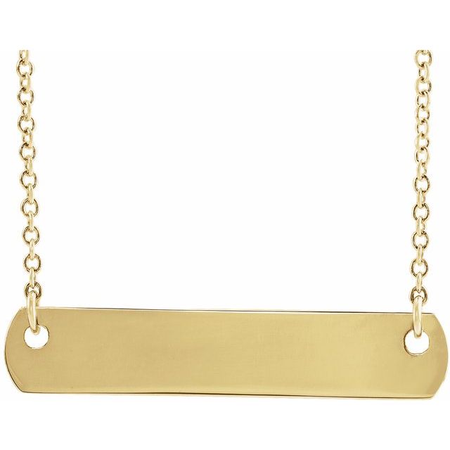 14K Gold Engravable Bar Necklace