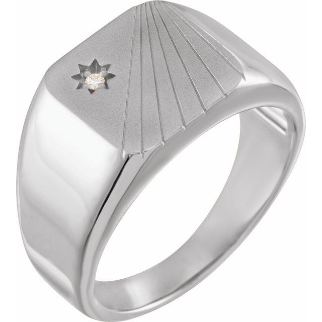.015 Ct Natural Diamond Signet Ring | 14K Gold, Silver & Platinum options* | 1/4 CTW | Round | Polished