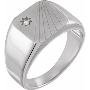 .015 Ct Natural Diamond Signet Ring | 14K Gold, Silver & Platinum options* | 1/4 CTW | Round | Polished
