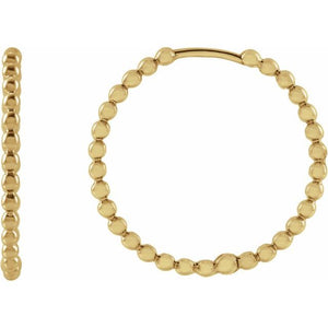 14K Gold Beaded Hoop Earrings