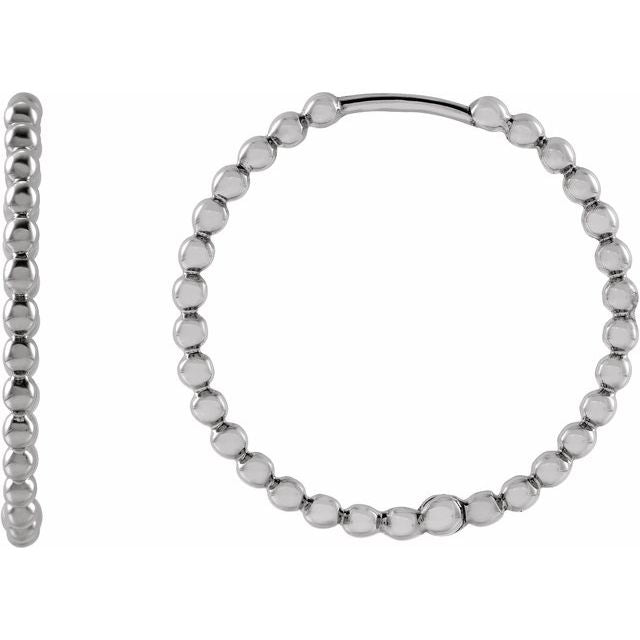 14K Gold Beaded Hoop Earrings
