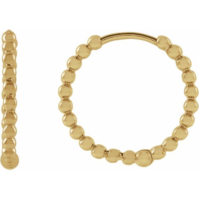 14K Gold Beaded Hoop Earrings