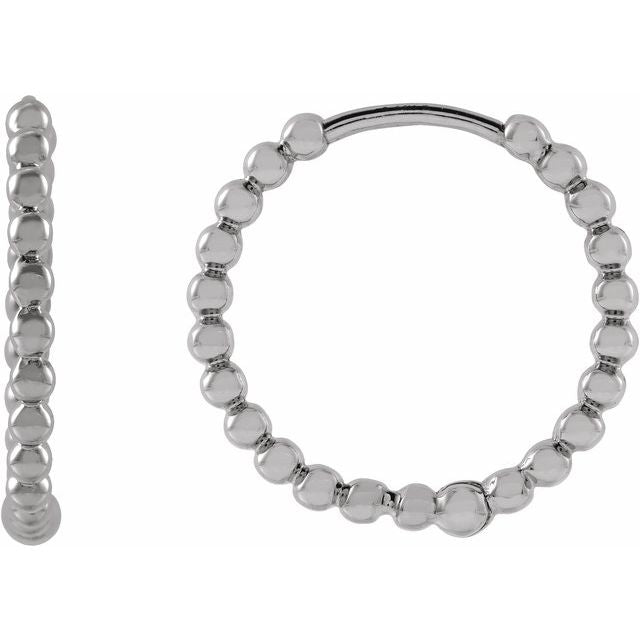 14K Gold Beaded Hoop Earrings