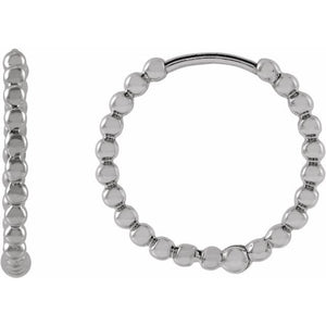 14K Gold Beaded Hoop Earrings