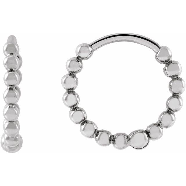 14K Gold Beaded Hoop Earrings