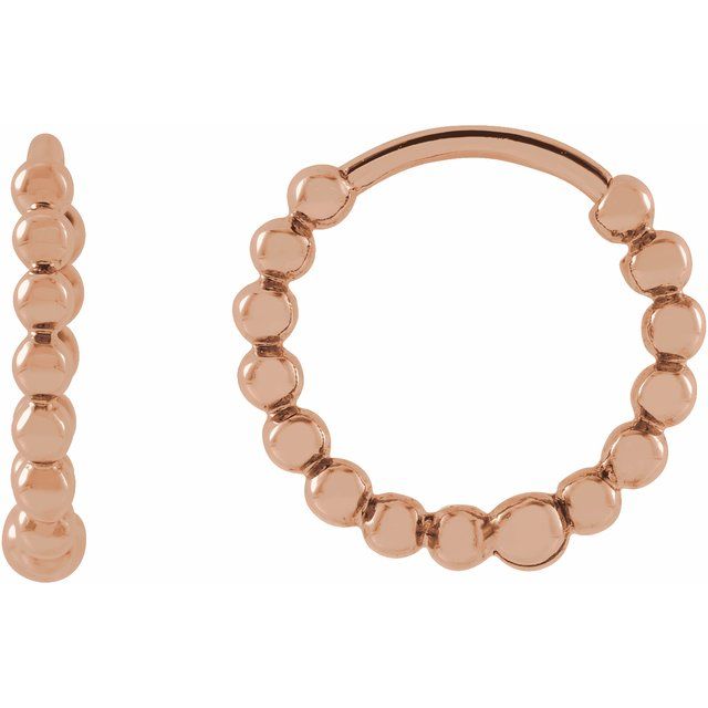 14K Gold Beaded Hoop Earrings