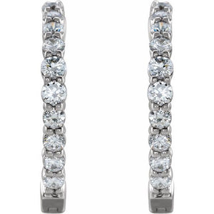 14K Gold 1/2 CTW Natural Diamond 19.3 mm Hinged Hoop Earring