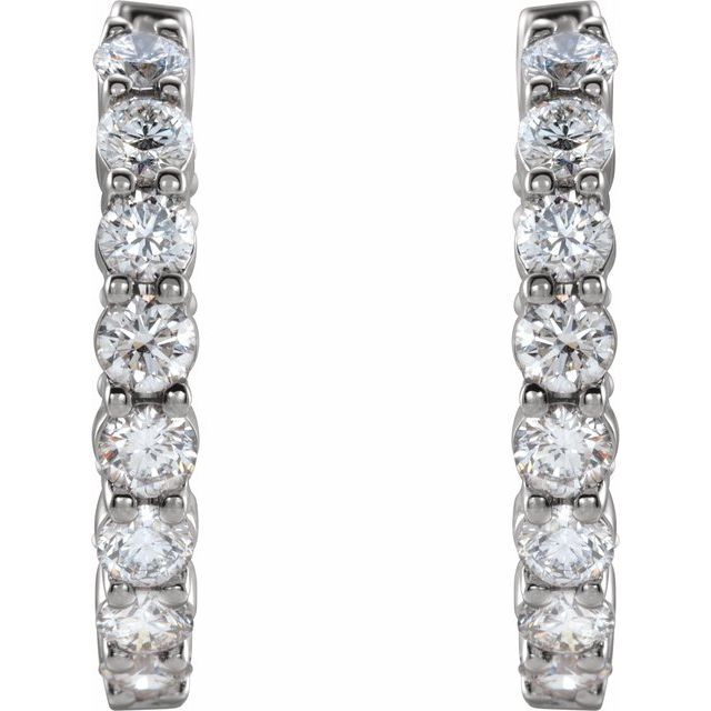 14K Gold 1/2 CTW Natural Diamond 19.3 mm Hinged Hoop Earring