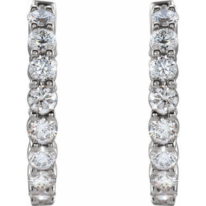 14K Gold 1/2 CTW Natural Diamond 19.3 mm Hinged Hoop Earring