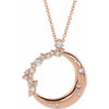 14K Rose Gold Natural Diamond Crescent Moon Pendant with 1/4 CTW