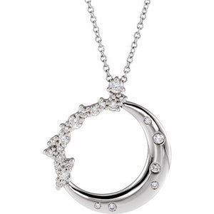 14K Rose Gold Natural Diamond Crescent Moon Pendant with 1/4 CTW