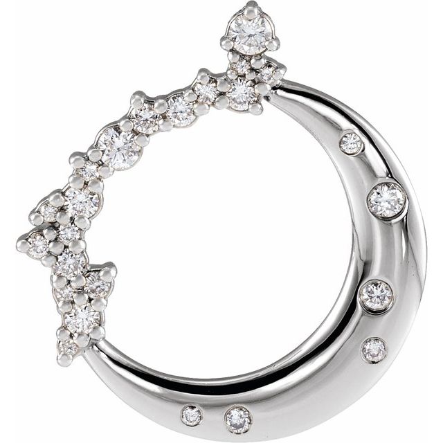 14K Gold Natural Diamond Crescent Moon Pendant