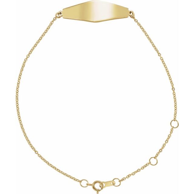 14K Gold Engravable Curved Bracelet