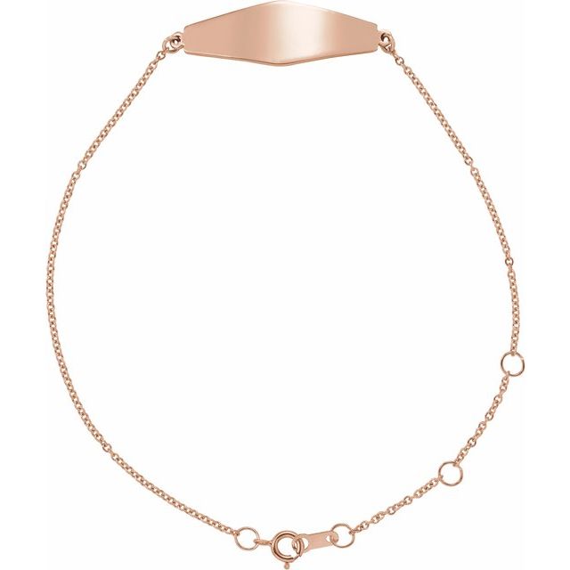 14K Gold Engravable Curved Bracelet