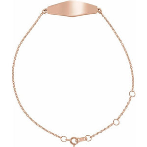 14K Gold Engravable Curved Bracelet