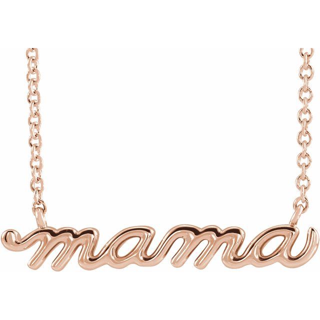 Platinum 16" Petite Mama Script Necklace - Elegant Personalized Jewelry