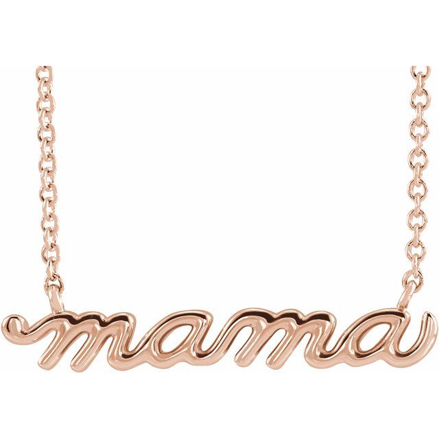 Platinum Petite Mama Script Necklace