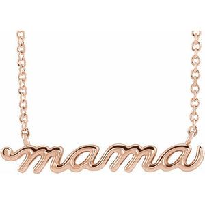 Petite Mama Script Necklace in 10K Gold, 14K Gold and Platinum