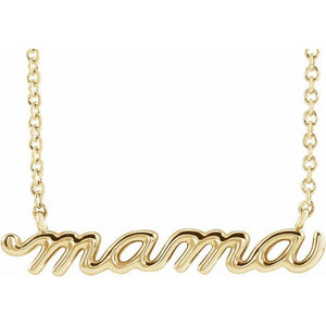 Petite Mama Script Necklace in 10K Gold, 14K Gold and Platinum