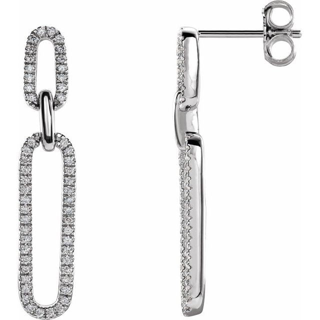 14K Gold Natural Diamond Link Earrings