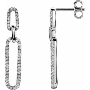 14K Gold Natural Diamond Link Earrings