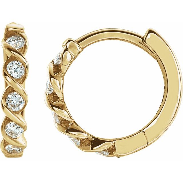 14K Gold Natural Diamond Hoop Earrings - Options Available