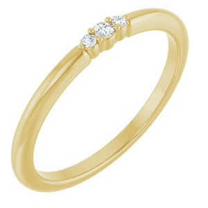 14K Gold & Sterling Silver Natural Diamond Stackable Ring - Options Available