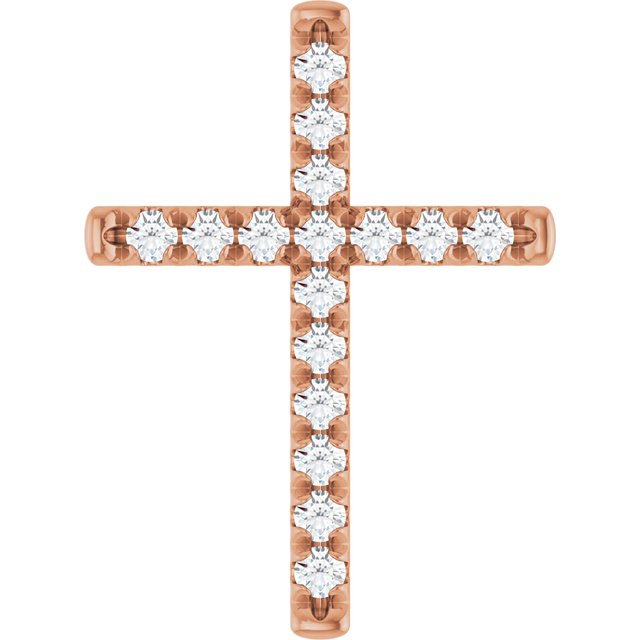 14K Gold Natural Diamond French-Set Cross Pendant